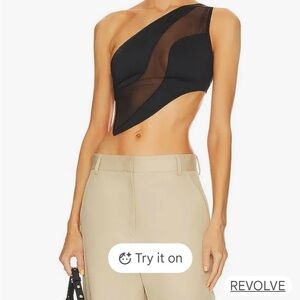 OW collection One-Shoulder Mesh Top